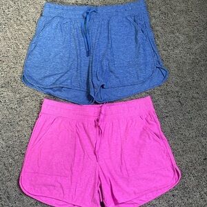 2 Pair Athletic Shorts Bright Heather Pink & Heather Denim Blue Sz M 8/10 NWT